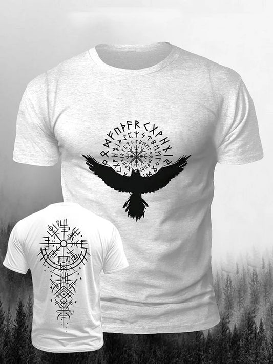 Cardydony Men's Viking Raven Print Short Sleeve T-shirt
