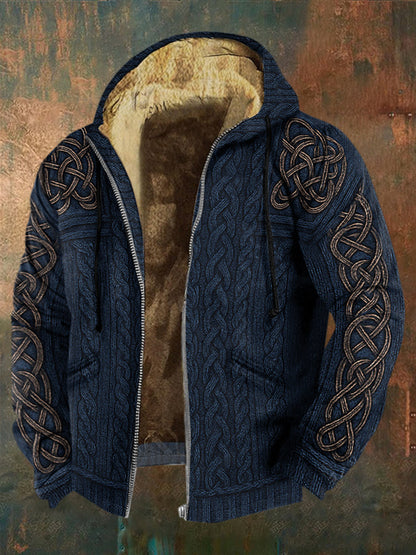 Cardydony Men's Viking Style Celtic Knot Art Full Zip Hoodie