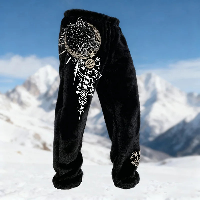 Cardydony Men's Viking Wolf Runes Design Cozy Plush Sweatpants