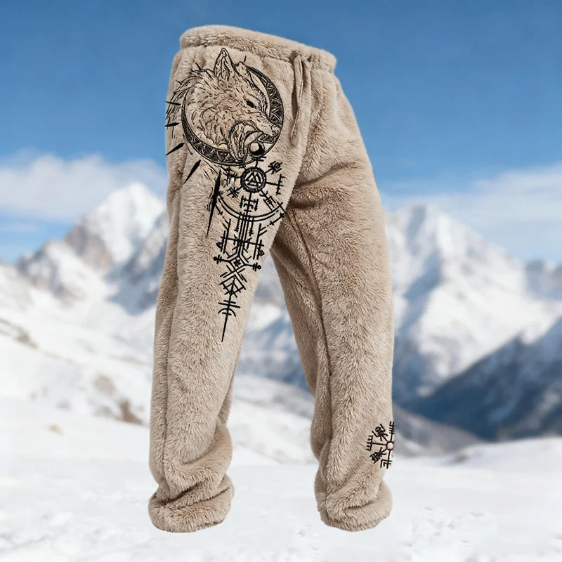 Cardydony Men's Viking Wolf Runes Design Cozy Plush Sweatpants