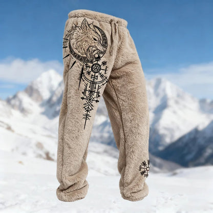 Cardydony Men's Viking Wolf Runes Design Cozy Plush Sweatpants