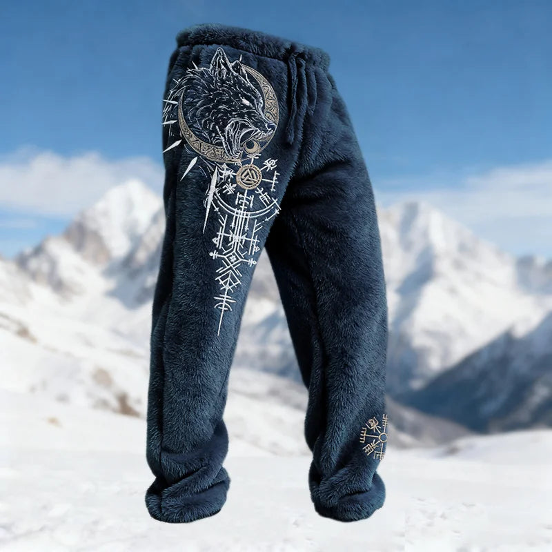 Cardydony Men's Viking Wolf Runes Design Cozy Plush Sweatpants