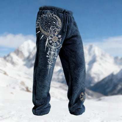 Cardydony Men's Viking Wolf Runes Design Cozy Plush Sweatpants
