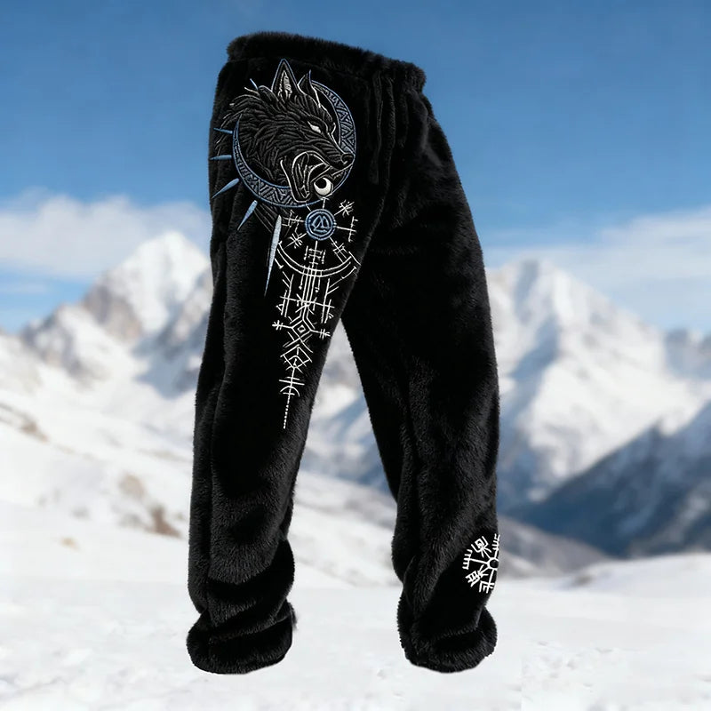 Cardydony Men's Viking Wolf Runes Design Cozy Plush Sweatpants