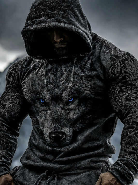 Cardydony Men's Viking Wolf With Celtic Knot Hooded