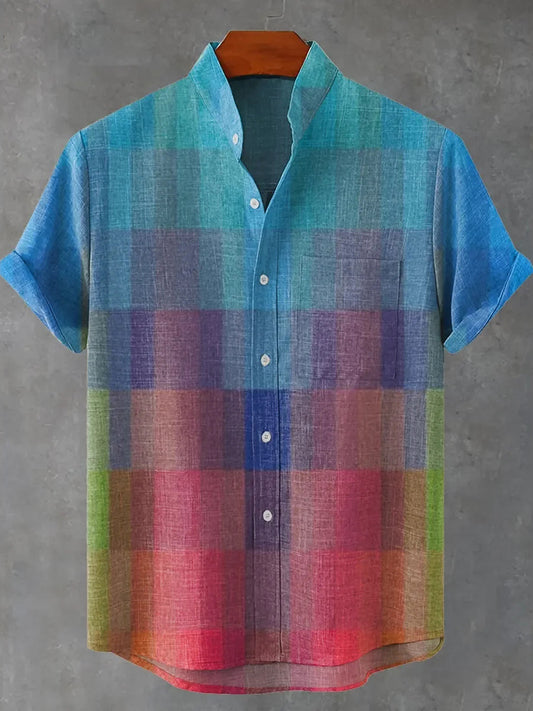 Cardydony Men's Vintage Multicolor Art Print Casual Shirt