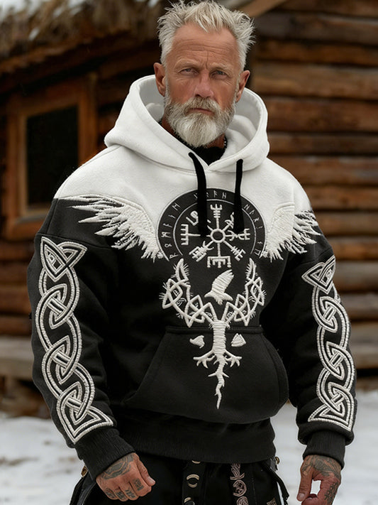 Cardydony Men's Vintage Viking Celtic Knot With Vegvisir Print Casual Hoodie