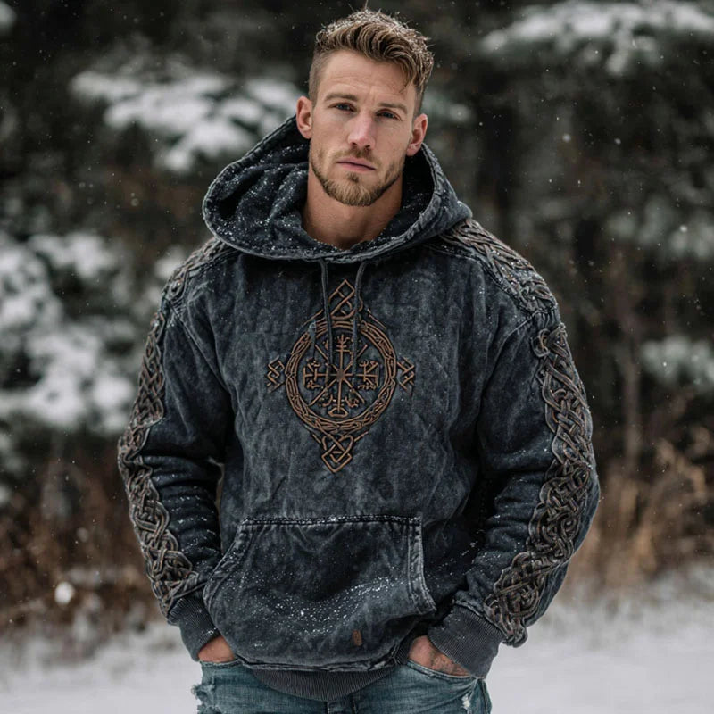 Cardydony Men's Vintage Viking Celtic Symbols Print Casual Hoodie