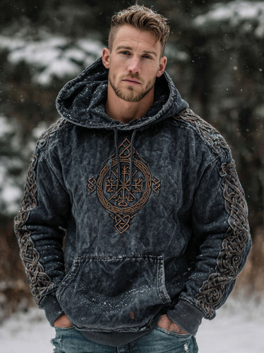 Cardydony Men's Vintage Viking Celtic Symbols Print Casual Hoodie