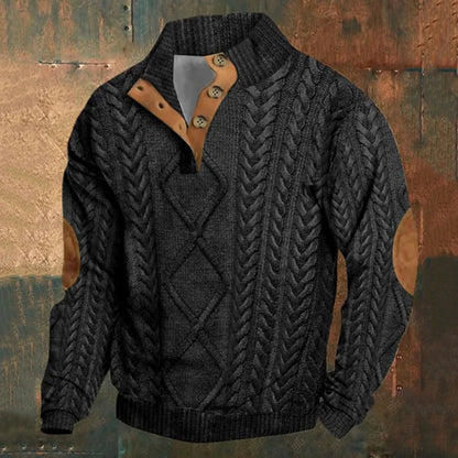 Cardydony Men's Vintage Western Print Standing Collar Casual Sweatshirt