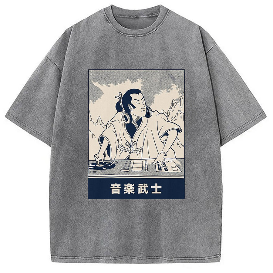 Cardydony Musical Samurai Japanese Washed T-shirt