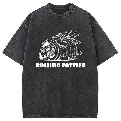 Cardydony Rolling Fatties Dog Funny Pug Meme Washed T-shirt