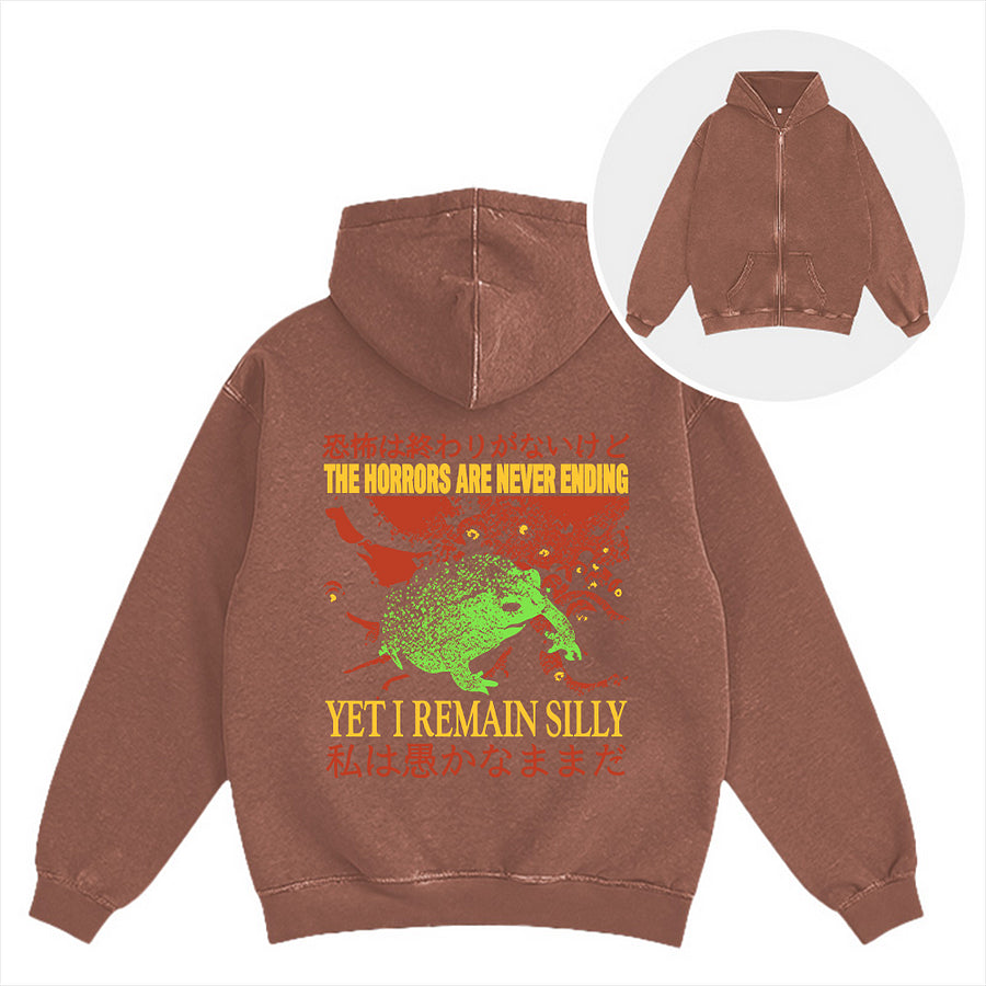 Cardydony The Horrors Are Never Ending Washed Zip Hoodie