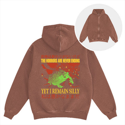 Cardydony The Horrors Are Never Ending Washed Zip Hoodie