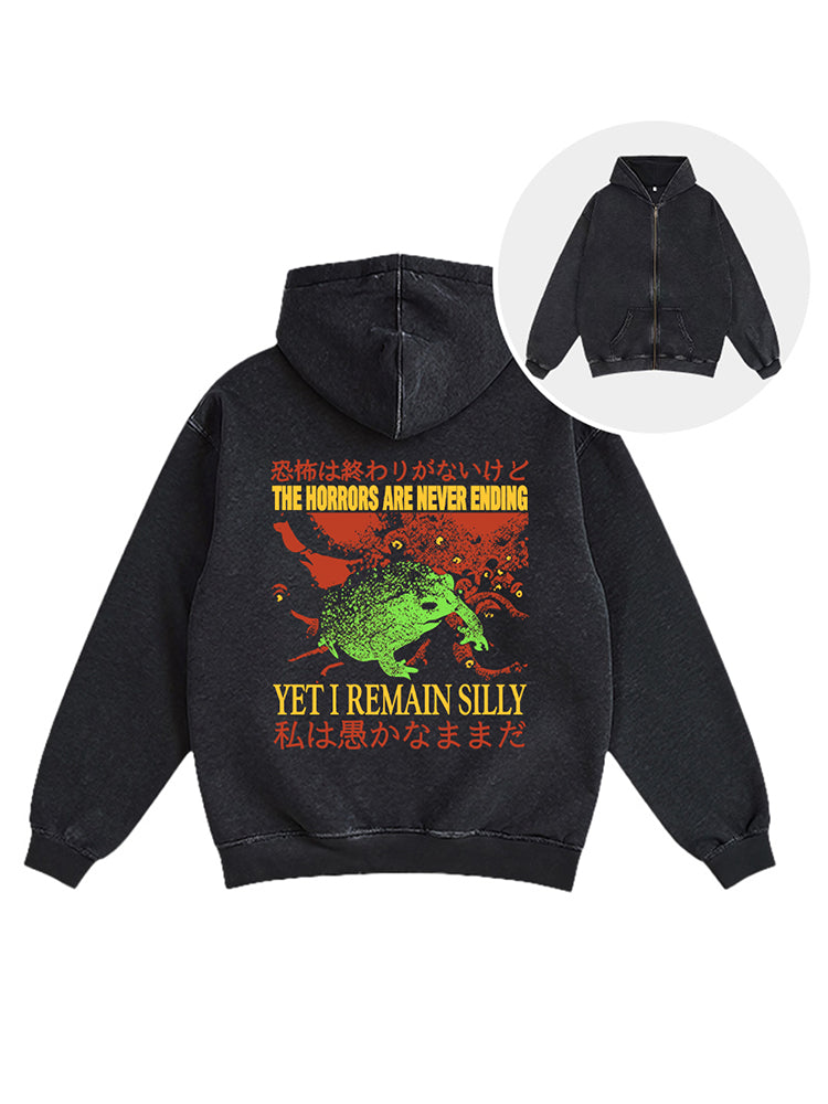 Cardydony The Horrors Are Never Ending Washed Zip Hoodie