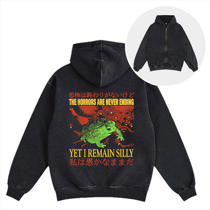 Cardydony The Horrors Are Never Ending Washed Zip Hoodie