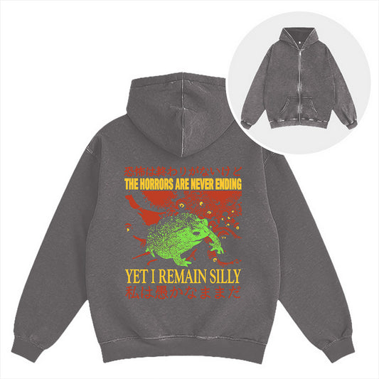 Cardydony The Horrors Are Never Ending Washed Zip Hoodie