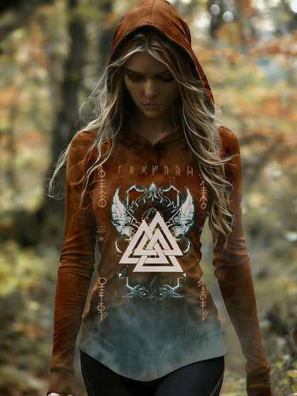 Cardydony Viking Totem Rune Gradient Printed Hoodie