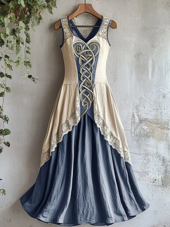 Cardydony Viking Tribal Celtic Knot Art Lace Tank Dress