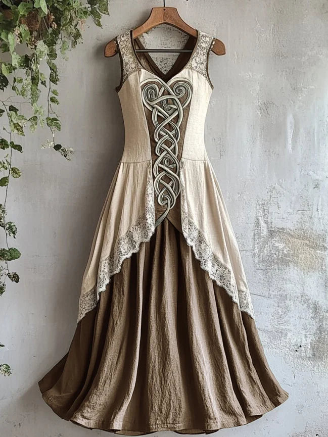 Cardydony Viking Tribal Celtic Knot Art Lace Tank Dress