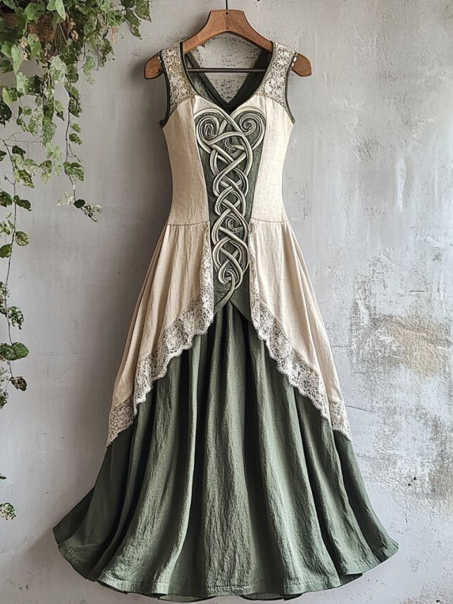 Cardydony Viking Tribal Celtic Knot Art Lace Tank Dress