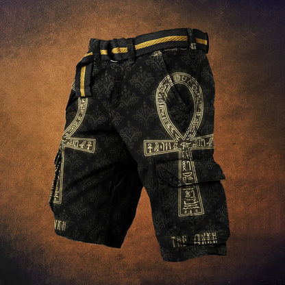 Cardydony Vintage Egyptian Ankh Totem Print Men's Casual Shorts