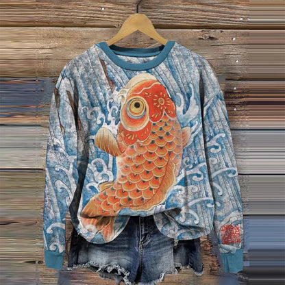 Cardydony Vintage Japanese Koi Fish Art Comfy Sweatshirt