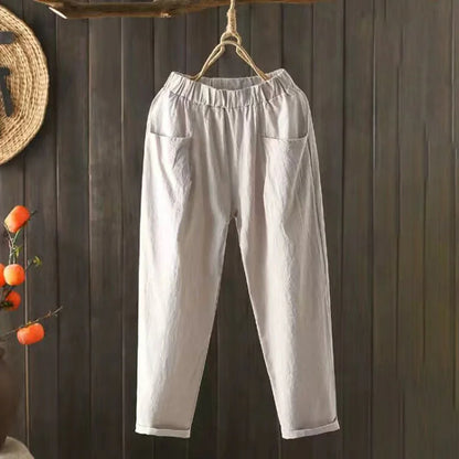 Cardydony Vintage Pockets Comfy Cotton Linen Pants