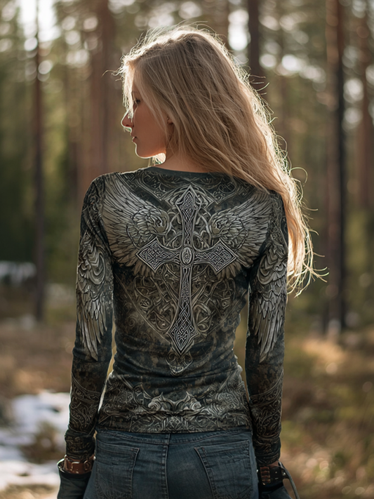 Cardydony Vintage Viking Celtic Style Women's Long-sleeve T-shirt