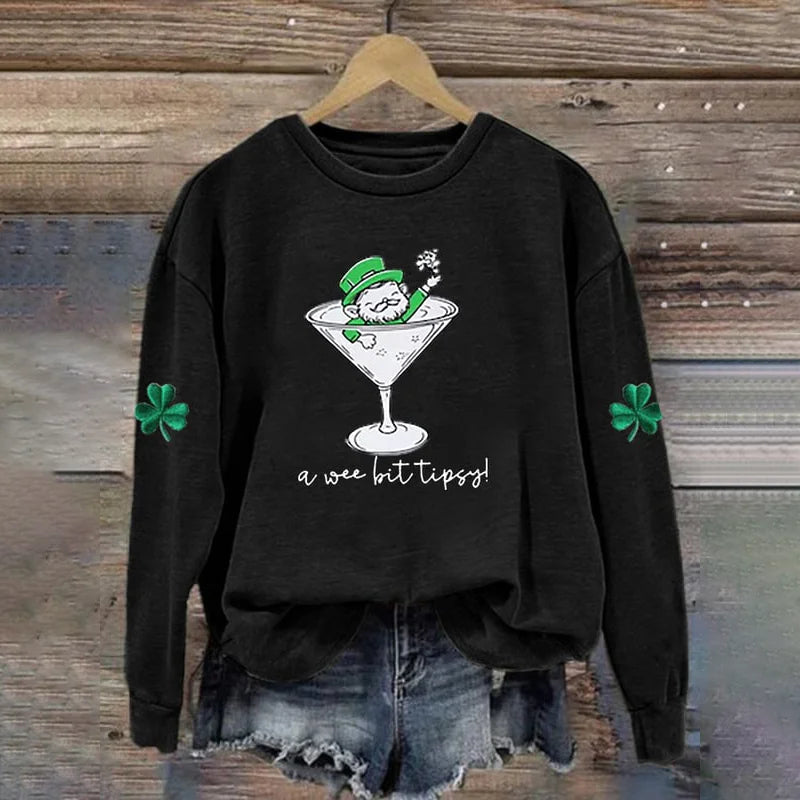 Cardydony Women's A Wee Bit Tipsy! Saint Patrick's Day Heart Sweatshirt