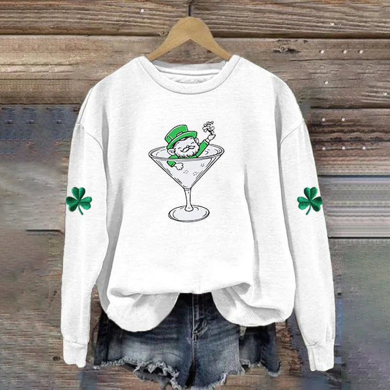 Cardydony Women's A Wee Bit Tipsy! Saint Patrick's Day Heart Sweatshirt