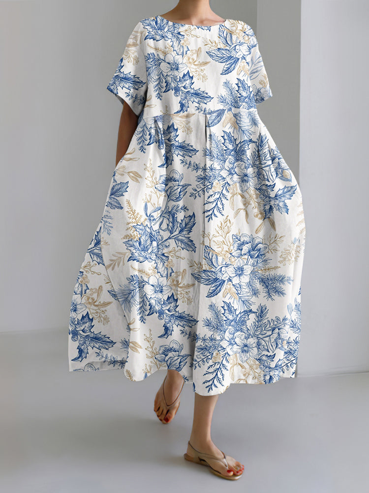 Cardydony Women's Casual Japanese Floral Art Print Dress