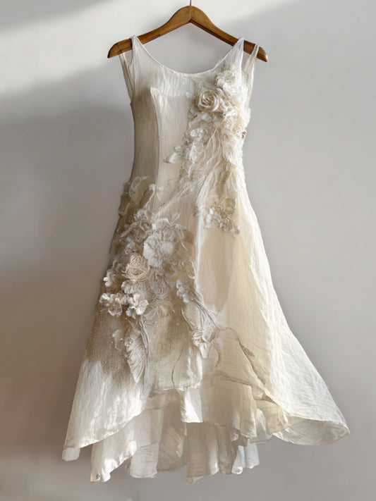 Cardydony Women's Casual Retro Bohemian Embroidered Floral Print Dress