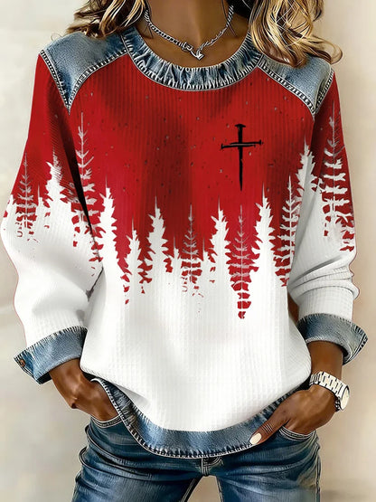 Cardydony Women's Christmas Faith Print Sweatshirt