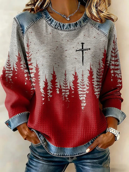 Cardydony Women's Christmas Faith Print Sweatshirt