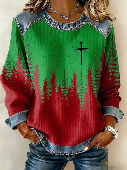 Cardydony Women's Christmas Faith Print Sweatshirt