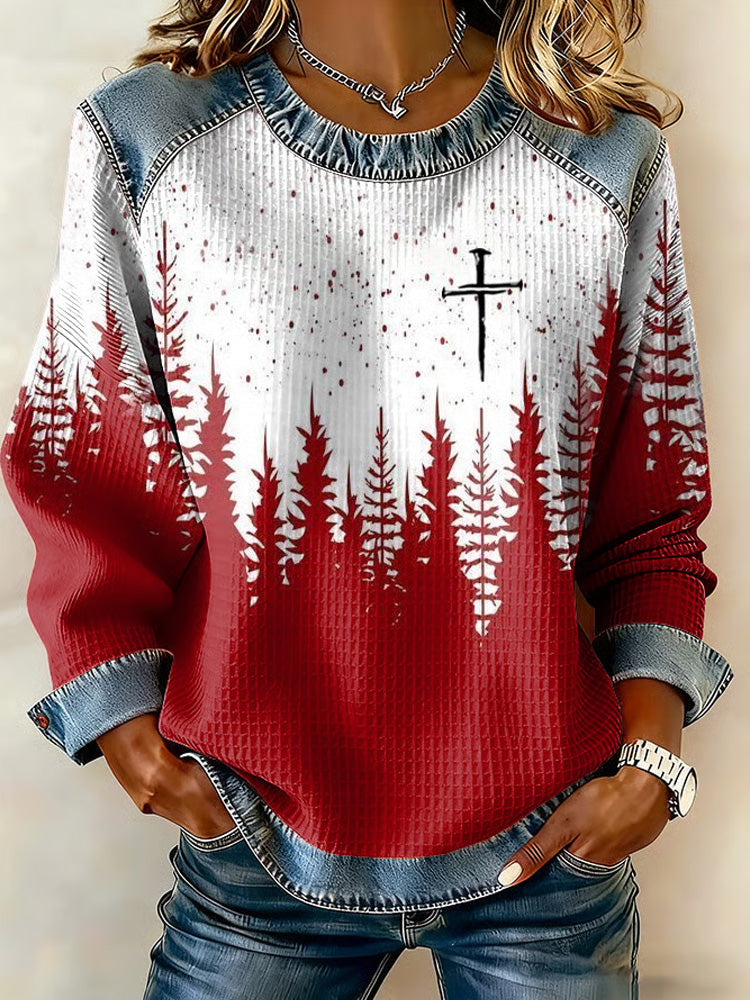 Cardydony Women's Christmas Faith Print Sweatshirt