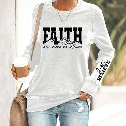Cardydony Women's Faith Move Mountains Cross Casual Sweatshirt
