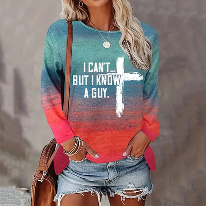 Cardydony Women's I Can't But I Know A Guy Jesus Long Sleeve T-Shirt