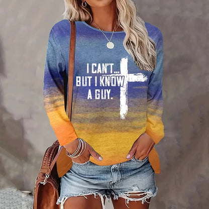 Cardydony Women's I Can't But I Know A Guy Jesus Long Sleeve T-Shirt