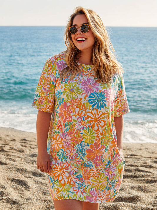 Cardydony Women's Resort Coconut Print Plus Size Dress