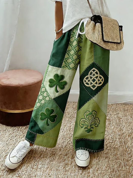 Cardydony Women's Retro St. Patrick's Day Print Casual Pants