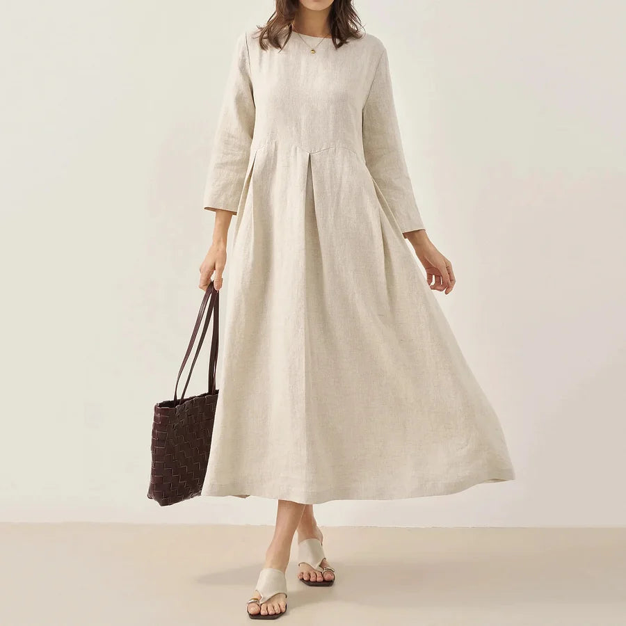 Cardydony Women's Solid Color Cotton And Linen Classic Dress