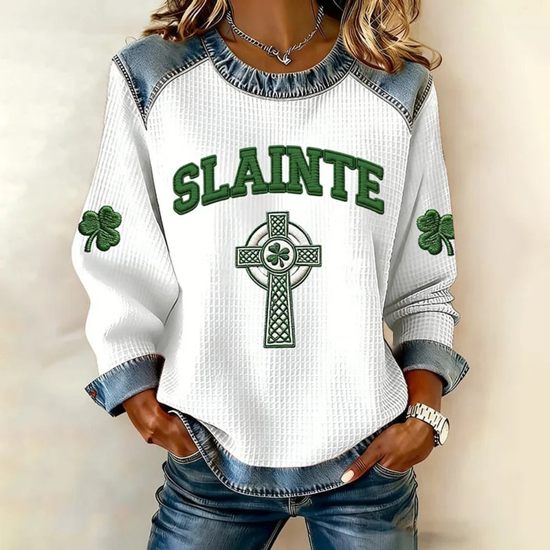 Cardydony Women's St. Patrick's Day Print Crew Neck Casual Sweatshirt