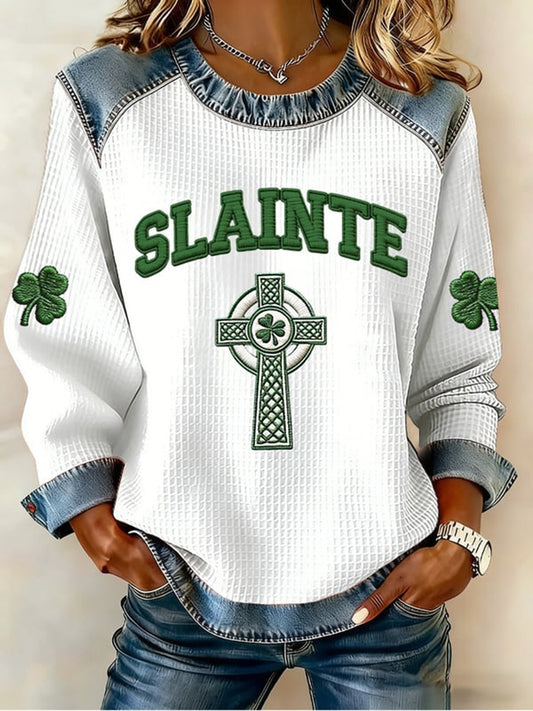 Cardydony Women's St. Patrick's Day Print Crew Neck Casual Sweatshirt