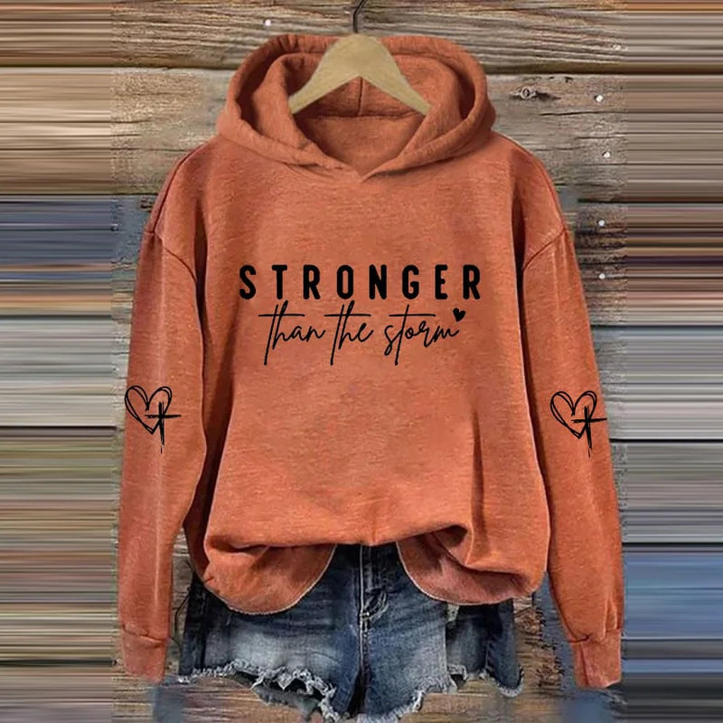 Cardydony Women's Stronger Than The Storm Printed Hoodie