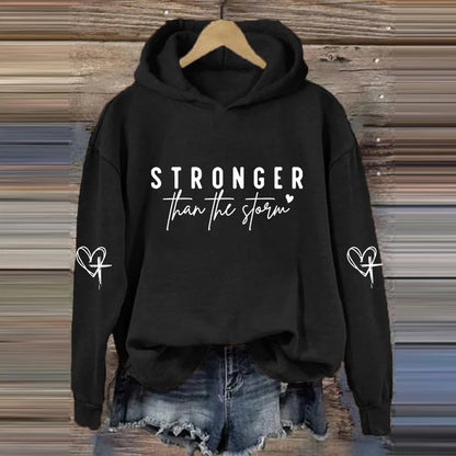Cardydony Women's Stronger Than The Storm Printed Hoodie