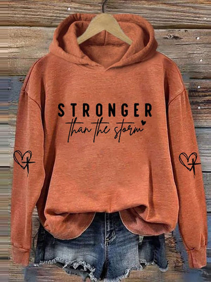 Cardydony Women's Stronger Than The Storm Printed Hoodie