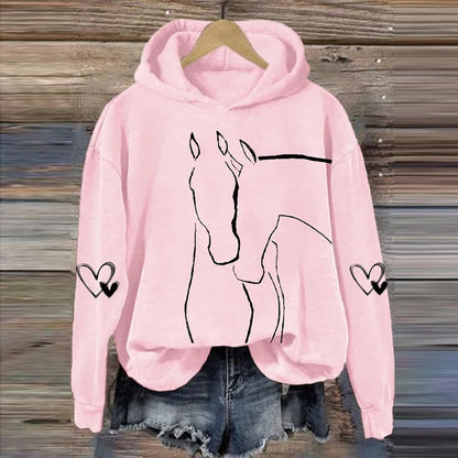 Cardydony Women's Valentine's Day Cute Pony Casual Hoodie