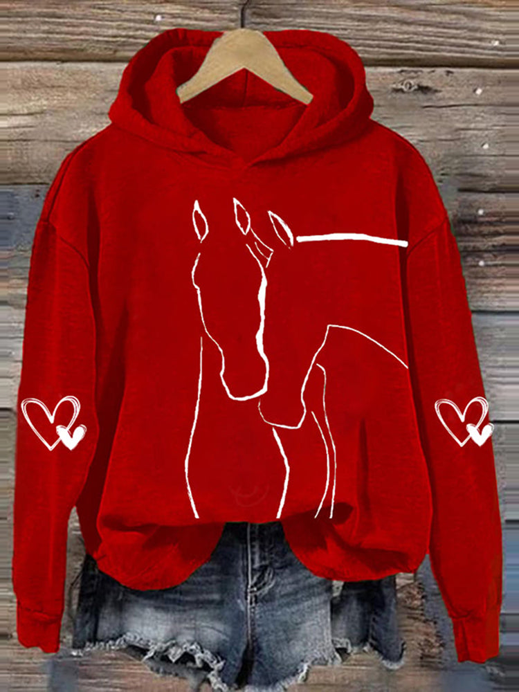 Cardydony Women's Valentine's Day Cute Pony Casual Hoodie